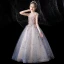 Charmant Bleu Ciel Perlage Étoile Paillettes Anniversaire Robe Ceremonie Fille 2022 Robe Boule Encolure Dégagée Sans Manches Dos Nu Longue Robe Ceremonie Fille