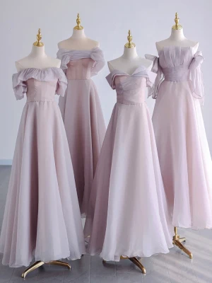 Modest Simple Lavender Bridesmaid Dresses 2023 A Line Princess Off The Shoulder Short Sleeve Backless Floor Length Long Bridesmaid Dresses