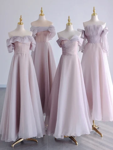 Modest Simple Lavender Bridesmaid Dresses 2023 A Line Princess Off The Shoulder Short Sleeve Backless Floor Length Long Bridesmaid Dresses