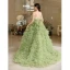 Charmant Vert Cendré Volants en Cascade Robe De Bal 2023 Robe Boule Bustier Gland Sans Manches Dos Nu Train De Balayage Promo Robe De Ceremonie