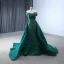 High-end Burgundy Handmade  Beading Evening Dresses 2024 Trumpet / Mermaid Off-The-Shoulder Short Sleeve Backless Court Train Evening Party Formal Dresses