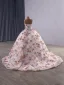 High-end Flower Fairy Fuchsia Handmade  Sequins Lace Flower Floral Prom Dresses 2025 Ball Gown Strapless Sleeveless Backless Court Train