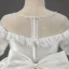 Élégant Ivoire Satin Mariage Robe Ceremonie Fille 2022 Robe Boule Encolure Dégagée Manches Courtes En Dentelle Fleur Ceinture Noeud Longue Robe Ceremonie Fille