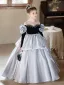 Voluminous Grey Pearl Cascading Ruffles Birthday Flower Girl Dresses 2026 Ball Gown Scoop Neck Long Sleeve Floor-Length / Long