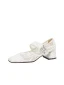Vintage Weiß Spitze Brautschuhe 2024 5 cm Thick Heels Quadratische Zehe Hochzeit Pumps