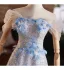 Sparkly Grey Beading Appliques Sequins Prom Dresses 2025 A-Line / Princess Off-The-Shoulder Short Sleeve Backless Floor-Length / Long Formal Dresses
