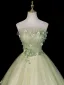 Blumenfee Salbeigrün Perle Applikationen Ballkleider 2026 Ballkleid Bandeau Ärmellos Rückenfreies Lange Festliche Kleider