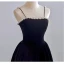 Vintage / Retro Black Velour Homecoming Little Black Dress Graduation Dresses 2022 A-Line / Princess Spaghetti Straps Pearl Sleeveless Backless Suede Floor-Length / Long Formal Dresses