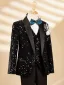 Black Sequins Long Sleeve Fall Winter 6-piece Boys Wedding Suits Body Jewellery 2025 Coat Pants Shirt Tie Vest