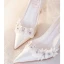 Élégant Ivoire Cuir Chaussure De Mariée 2023 Satin Faux Diamant En Dentelle Fleur Chaussure De Mariée