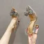 Charmant Champagne Été Soirée Sandales Femme 2022 Faux Diamant Noeud 9 cm Talons Aiguilles À Bout Pointu Sandales Talons Hauts