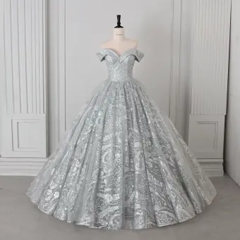 Sparkly Silver Sequins Prom Dresses 2026 Ball Gown Off The Shoulder Sleeveless Backless Floor Length Long Formal Dresses