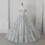 Sparkly Silver Sequins Prom Dresses 2026 Ball Gown Off-The-Shoulder Sleeveless Backless Floor-Length / Long Formal Dresses