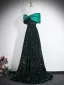 Sparkly Black Gold Sequins Evening Dresses 2026 A-Line / Princess Off-The-Shoulder Short Sleeve Backless