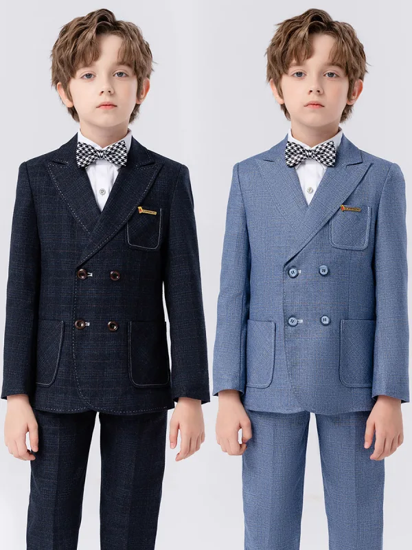 Pool Blue 6-piece Long Sleeve Wedding Boys Wedding Suits 2024 Body Jewellery Coat Pants Shirt Tie Vest