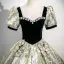 Chic Noire Faux Diamant Noeud Robe De Bal 2025 Robe Boule Encolure Carrée Gonflée Manches Courtes Dos Nu Longue Promo Robe De Ceremonie