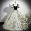 Chic Noire Faux Diamant Noeud Robe De Bal 2025 Robe Boule Encolure Carrée Gonflée Manches Courtes Dos Nu Longue Promo Robe De Ceremonie
