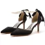 Charmant Noire Soirée Perle Bride Cheville Noeud Sandales Femme 2023 7 cm Talons Aiguilles À Bout Pointu Sandales Talons Hauts