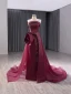 Haut de Gamme Élégant Bordeaux Fait main Perlage Paillettes Fleur Robe De Bal 2024 Trompette / Sirène Bustier Sans Manches Dos Nu Train De Balayage Promo
