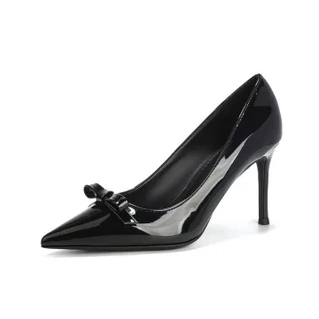 Fashion Black Office Ol Bow Pumps 2026 10 Cm Stiletto Heels Pointed Toe Pumps