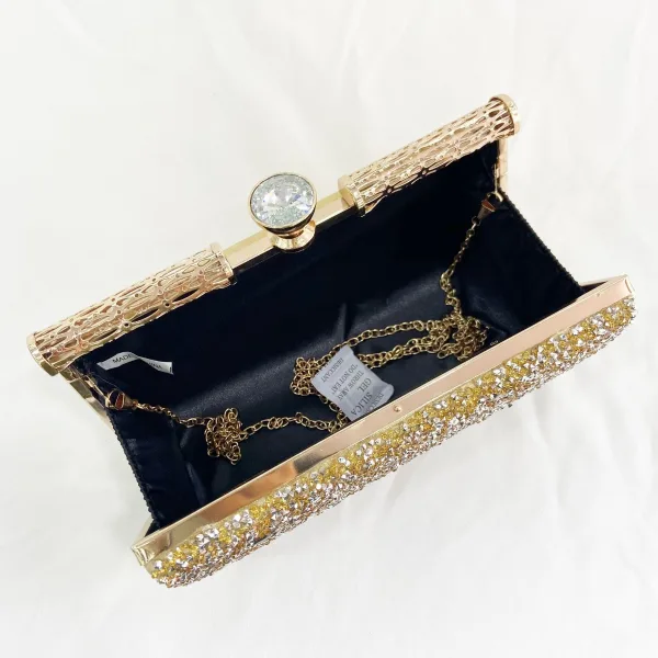 Fashion Gold Rhinestone Sequins Evening Party Clutch Bags Metal 2022