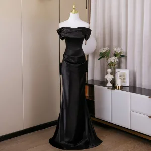 Sexy Noire Robe De Soirée 2025 Trompette Sirène Bustier Sans Manches Dos Nu Longue Soirée Robe De Ceremonie