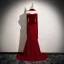 Elegant Burgundy Velvet Prom Dresses 2026 Trumpet / Mermaid Off-The-Shoulder Short Sleeve Backless Sweep Train Formal Dresses