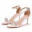 Sexy Weiß Strass Brautschuhe 2022 Knöchelriemen 7 cm Stilettos Spitzschuh Hochzeit Hochhackige