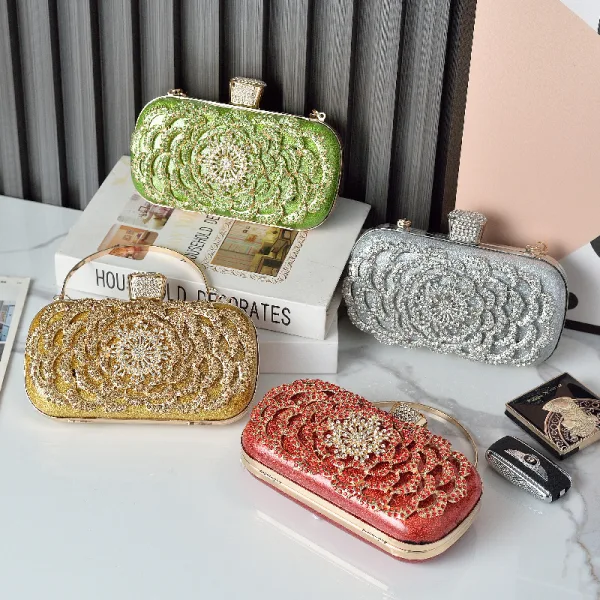 Fashion Red Rhinestone Evening Party Clutch Bags 2023