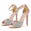 Charmant Weiß Multifarben Strass Brautschuhe 2022 11 cm Stilettos Peeptoes Hochzeit Sandaletten Hochhackige