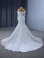 High-end White Lace Flower Wedding Dresses 2024 Trumpet / Mermaid Off-The-Shoulder Long Sleeve Court Train Wedding