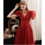Charming Burgundy Beading Sequins Evening Dresses 2023 A-Line / Princess Scoop Neck Short Sleeve Backless Floor-Length / Long Evening Party Formal Dresses