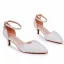 Simple Blanche En Dentelle Fleur Chaussure De Mariée 2024 Bride Cheville 5 cm Talons Aiguilles À Bout Pointu Mariage Talons Hauts