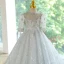 Fashion Grey Sequins Lace Flower Birthday Flower Girl Dresses 2023 Ball Gown High Neck Short Sleeve Floor-Length / Long Flower Girl Dresses