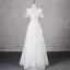 Chic / Beautiful White Sequins Prom Dresses 2024 A-Line / Princess Scoop Neck Short Sleeve Backless Floor-Length / Long Prom Formal Dresses
