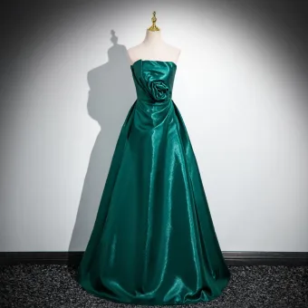Élégant Vert Foncé Glitter Robe De Bal 2024 Princesse Bustier Sans Manches Dos Nu Longue Promo Robe De Ceremonie
