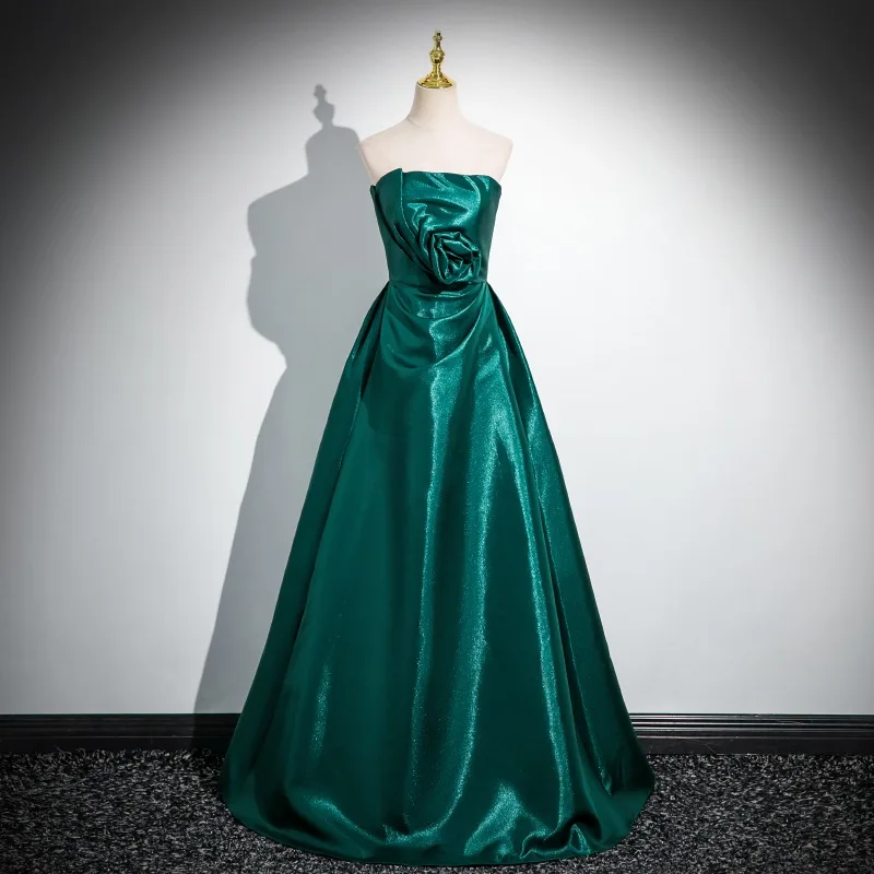 green emerald velvet dress Elegant Dark Green Strapless Sleeveless Split A-line Evening Dress fg4 –  formalgowns