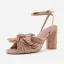 Sexy Gold Street Wear Bow Womens Sandals 2022 Ankle Strap 10 cm Thick Heels Open / Peep Toe Sandals High Heels