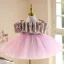 Schöne Rosa Rüschen Kurze Geburtstag Blumenmädchenkleider 2025 Ballkleid Rundhalsausschnitt Kurze Ärmel Tülle