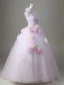 Chic / Beautiful Blushing Pink Appliques Prom Dresses 2026 Ball Gown One-Shoulder Sleeveless Backless Floor-Length / Long Prom Formal Dresses