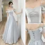 Simple Gris Robe Demoiselle D'honneur 2022 Princesse Manches Courtes Dos Nu Longue Demoiselle D'honneur Robe De Ceremonie
