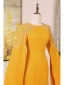 Vintage / Retro Yellow Rhinestone Prom Dresses 2024 Trumpet / Mermaid Scoop Neck Long Sleeve Floor-Length / Long Formal Dresses