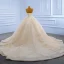 Haut de Gamme Champagne Paillettes Robe De Mariée 2022 Robe Boule Bustier Sans Manches Dos Nu Royal Train Mariage