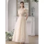 Chic / Beautiful Beige Homecoming Graduation Dresses Prom Dresses 2023 A-Line / Princess Off-The-Shoulder Sequins Sleeveless Backless Floor-Length / Long Prom Formal Dresses