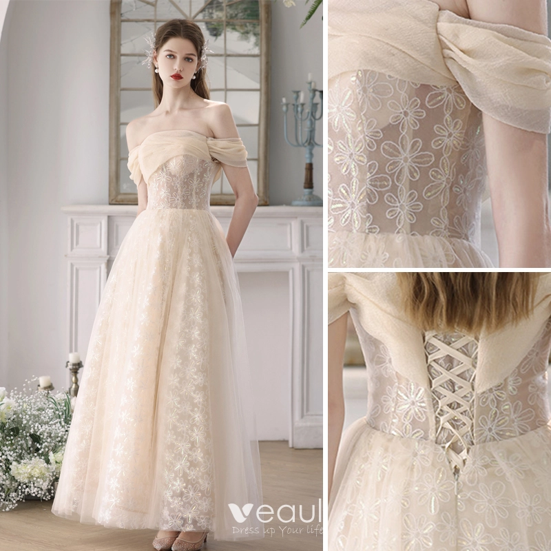 Chic / Beautiful Beige Homecoming Graduation Dresses Prom Dresses 2023 A-Line / Princess Off-The-Shoulder Sequins Sleeveless Backless Floor-Length / Long Prom Formal Dresses Chic / Beautiful Beige Homecoming Graduation Dresses Prom Dresses 2023 A-Line / Princess Off-The-Shoulder Sequins Sleeveless Backless Floor-Length / Long Prom Formal Dresses
