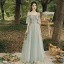 Modest / Simple Sage Green Lace Bridesmaid Dresses 2022 A-Line / Princess Short Sleeve Backless Floor-Length / Long Bridesmaid
