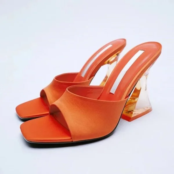 Enkla Grön Casual Satin Sommar Sandaler Dam 2022 8 cm Kristall Stilettklackar Peep Toe Sandaler Högklackade