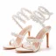 Sexy White Pearl Lace Flower Ankle Strap Summer Evening Party Womens Sandals 2023 10 cm Stiletto Heels Open / Peep Toe Sandals High Heels