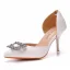 Elegant White Rhinestone Prom Womens Sandals 2023 7 cm Stiletto Heels Pointed Toe Womens Shoes High Heels