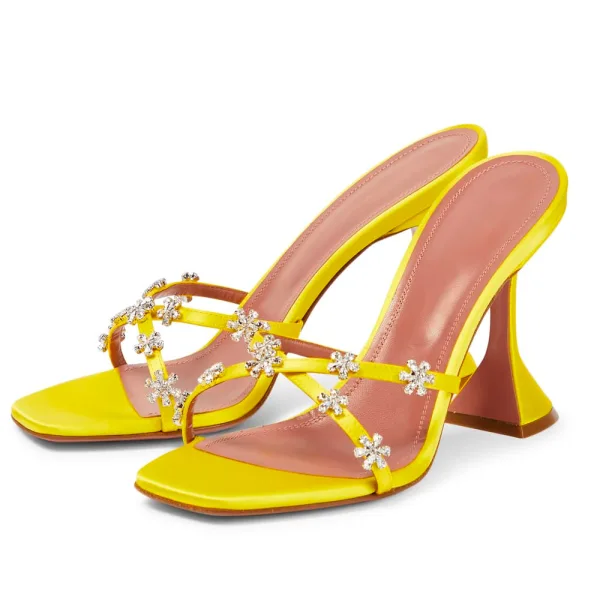 Sexy Lavender Cocktail Party Evening Party Rhinestone Womens Sandals 2023 Satin 9 cm Stiletto Heels Open / Peep Toe Sandals High Heels